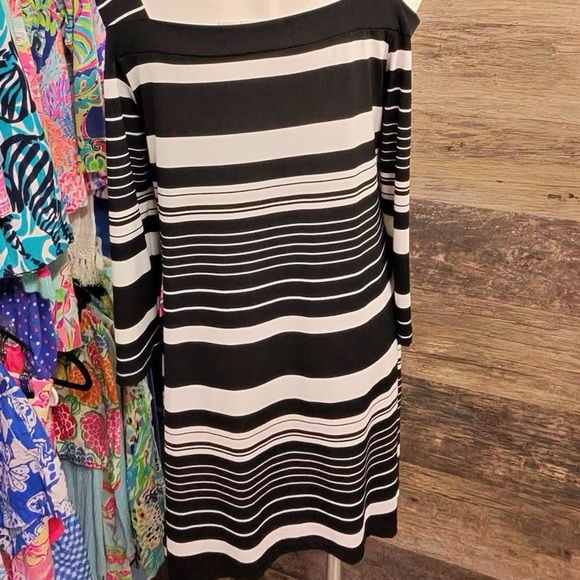 Chico's Black and White Striped Blouse - Picture 4 of 9